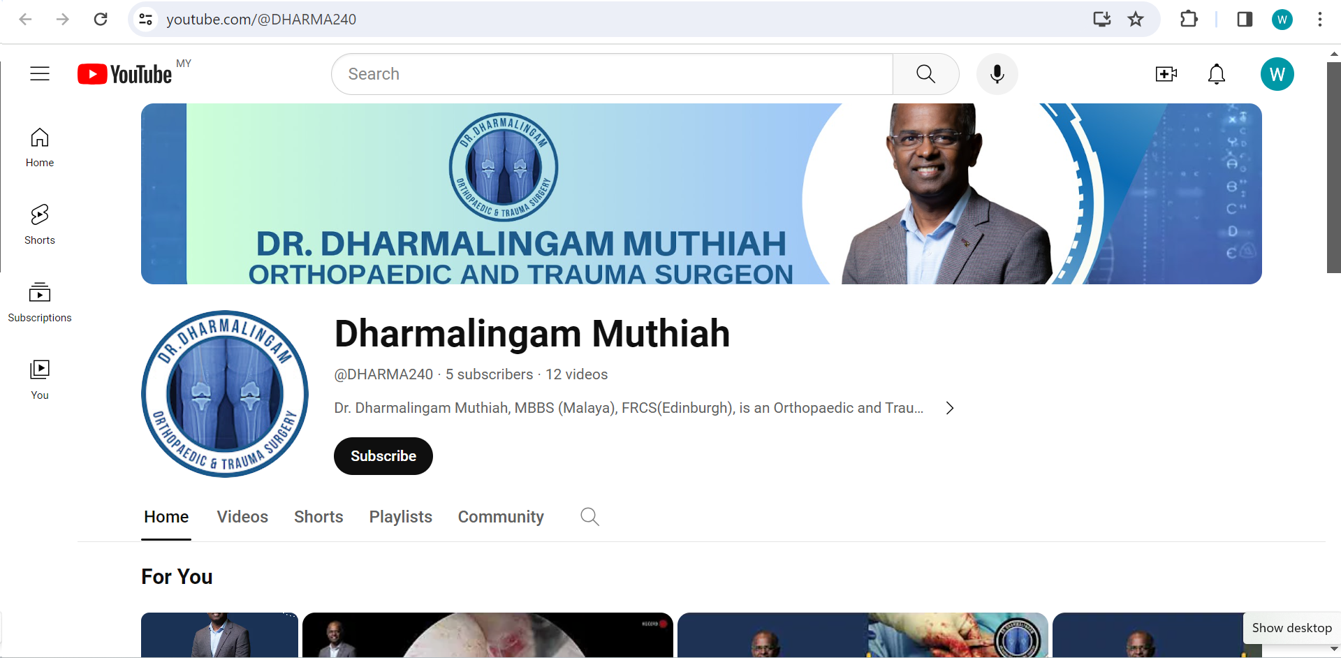 Dr. Dharmalingam Muthiah - Youtube